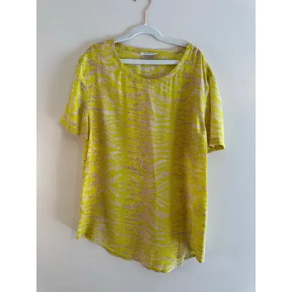 Equipment Femme Womens Riley Yellow Snakeskin Silk Boho Chic Shirt Sleeve XS - Picture 2 of 7